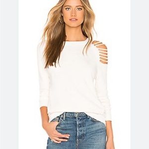 La Made Easton Slash Sweatshirt in Olive Green. Size Large.